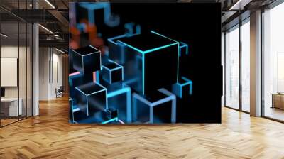 Luminous cuboid as a digital background Wall mural