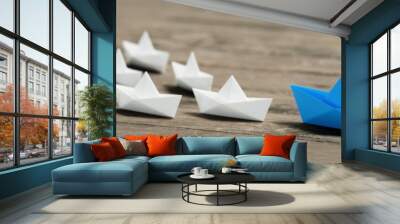 Management concept with origami boats Wall mural