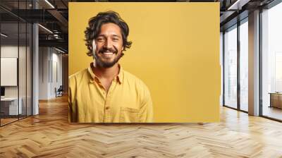 Native American man in 20s, yellow theme Wall mural