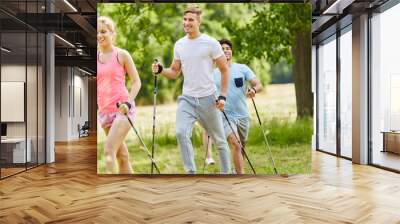 Nordic Walking als Spaß und Training Wall mural