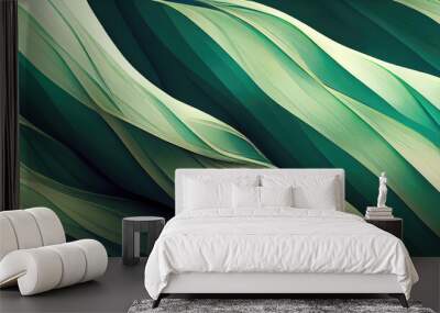 Organic twirling green lines design (Generative AI) Wall mural