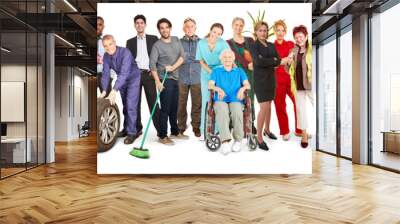 Panorama made up of people in many different professions Wall mural