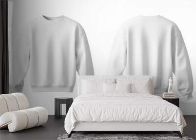 Two white cotton crewneck sweater mockups front and back views Wall mural