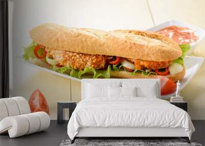 sandwich with chicken strips Wall mural