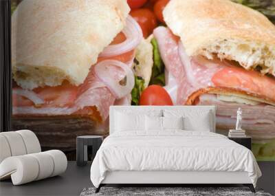 gourmet italian combo ham salami cheese sandwich ciabatta bread Wall mural