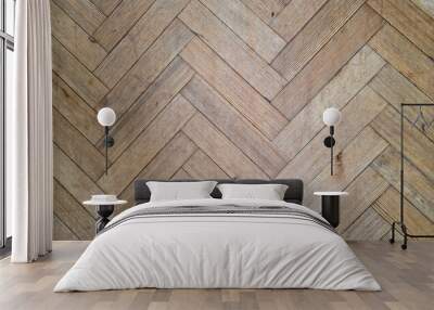 Looking down in wooden parquet flooring Wall mural