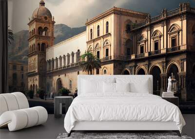 mediterranean city at sunset wallpaper Wall mural