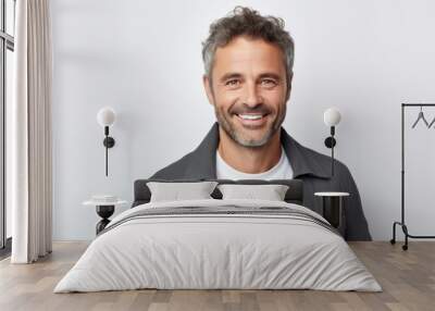 Group portrait photography of  an Italian man in his 40s against a white background Wall mural