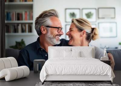 middle age couple talking Wall mural