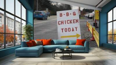 BBQ Chicken sandwich board signs on the side of the road directing hungry customers. Wall mural