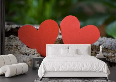 Two red heart, Love and Valentine's Day Concept Wall mural