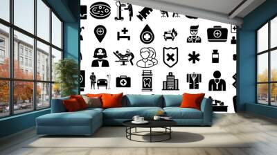 Massive Collection Of Doctor Icons Set Hand-Drawn Linear Simple Symbols Icon, Symbol, Health, Surgeon Signs For Apps And Websites Wall mural