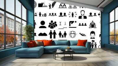 Massive Collection Of People Icons Collection Black Concept Symbol People, Profile, Counseling, Silhouette Silhouettes Isolated On White Background Wall mural