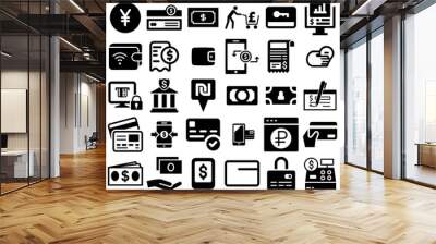 Mega Set Of Payment Icons Pack Isolated Infographic Signs Coin, Way, Credit, Icon Elements For Computer And Mobile Wall mural