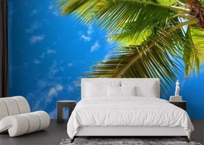 palm tree and blue sky Wall mural