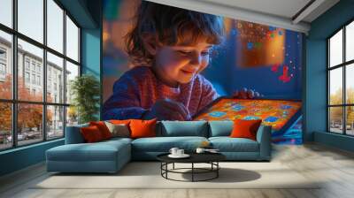 child_delight-with-tablet Wall mural