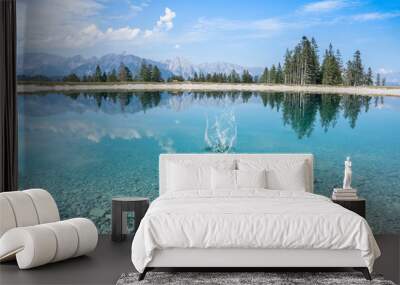 Mountain lake landscape view Wall mural