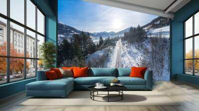 Snow mountains landscape Wall mural