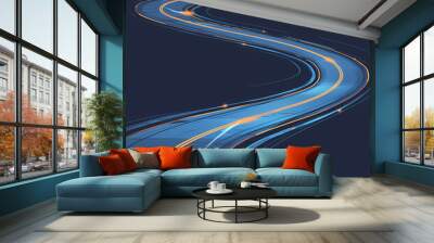 A Dynamic Stock Image Depicting Two Shiny Highways Symbolizing the Dual Directions of Careers: Triumph or Tribulation Wall mural