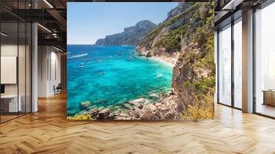 Panoramic view of the bay called Cala dei Gabbiani in the Orosei gulf (Sardinia, Italy) Wall mural