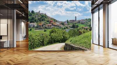 the village of monforte d'alba, in the heart of the Piedmontese Langhe, home of the best viogneti and vinio wines in the world Wall mural