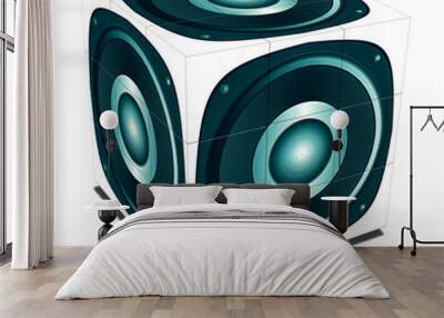 3D render illustration of cube with loudspeaker Wall mural