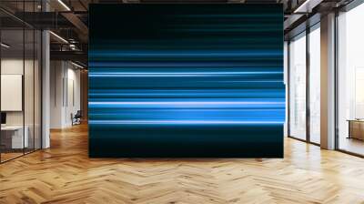 Abstract blue light trails in the dark, motion blur effect Wall mural