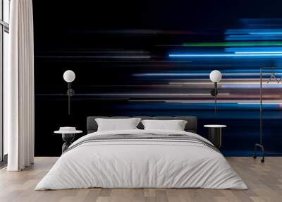 Abstract motion light trails on the dark background Wall mural