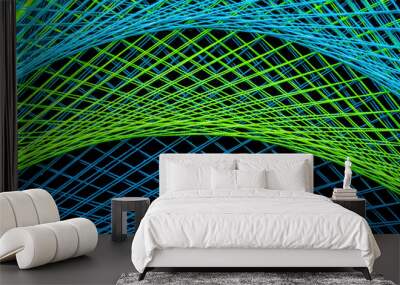 color string art abstract pattern on black background Wall mural