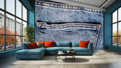 Details from jeans pants with seams and pockets Wall mural