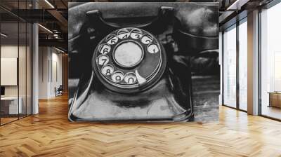 old black retro telephone disk dealer Wall mural