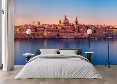 Sunrise over the Valletta city Wall mural