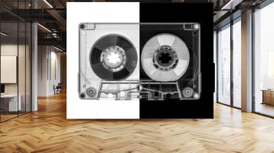 two color reel 2 reel cassette isolated on white Wall mural