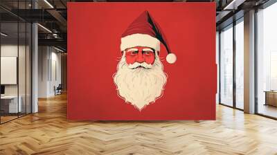 This contemporary minimalist illustration captures Santa Claus with just his iconic red hat and white beard, highlighting the joy of the holiday season in a fresh and simple design. Wall mural