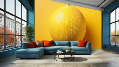 yellow melon isolated on yellow background, square food photography Wall mural