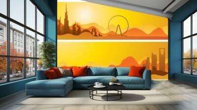 Panorama landscape of Dubai and Saudi Arabia Wall mural