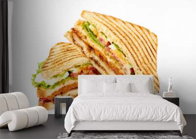 Two halves of club sandwich on white Wall mural