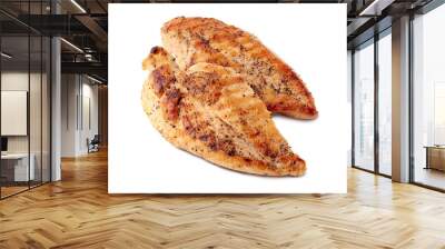 Two roasted chickel fillets on white background Wall mural