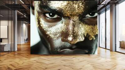 Dramatic Portrait with Gold Glitter Wall mural