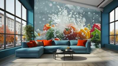 Fresh Vegetables with Water Splash Wall mural