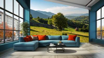 panorama of countryside in the mountains. Wall mural