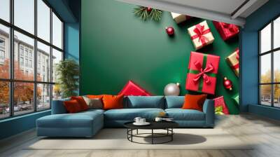 Above View On Christmas Presents At 27-9-2024 Wall mural