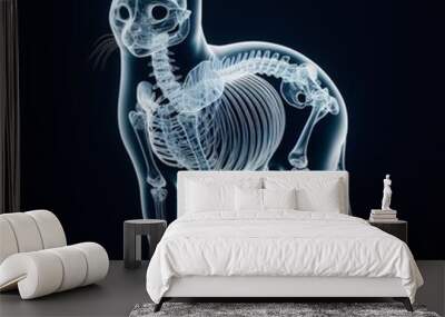 Transparent glass form of cat body with skeleton visible
 Wall mural