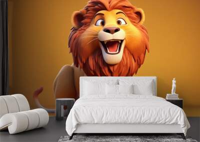 3d Rendered lion cartoon character Wall mural