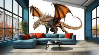 3D rendering of a fantasy dragon whelp isolated on white background Wall mural