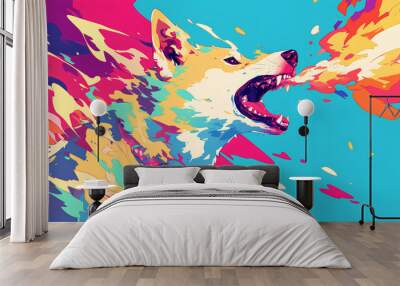 a dog spitting fire Wall mural