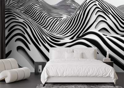 Abstract line black and white texture 3d background Wall mural