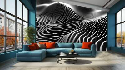 Abstract line black and white texture 3d background Wall mural