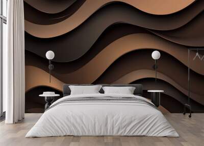 Dark paper waves abstract banner design. Elegant wavy vector background Wall mural