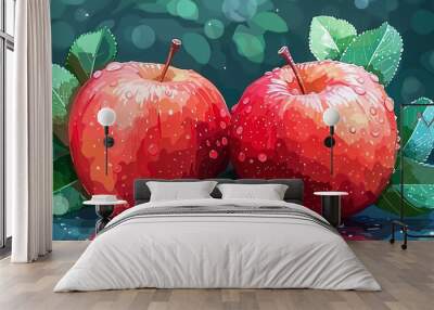 flat style apple fruit illustration Wall mural